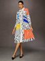 Loose Geometric Urban Shirt Collar Dress