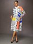 Loose Geometric Urban Shirt Collar Dress