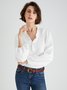 Casual Ruffled V neck Long Sleeve Top