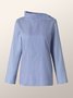 Casual High Neck Striped Long Sleeve Top