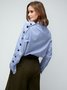 Casual High Neck Striped Long Sleeve Top