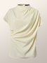 White Daily Plain Simple Short Sleeve Top