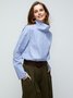 Casual High Neck Striped Long Sleeve Top