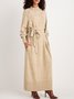 Long sleeve Loose Elegant Plain Midi Dress