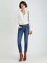 Casual Ruffled V neck Long Sleeve Top