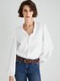 Casual Ruffled V neck Long Sleeve Top