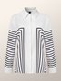 Striped Shirt Collar Urban Blouse