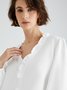 Casual Ruffled V neck Long Sleeve Top