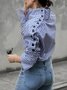 Casual High Neck Striped Long Sleeve Top