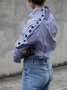 Casual High Neck Striped Long Sleeve Top