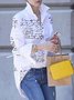 Long Sleeve Elegant Letter  Top