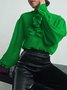 Shirt Collar Elegant  Flouncing  Top