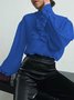 Shirt Collar Elegant  Flouncing  Top