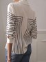 Striped Shirt Collar Urban Blouse