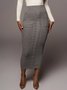 Plain High Waist Plain Sweater  Skirt