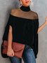Loose Plain Turtleneck Elegant Blouse
