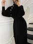 Long sleeve Loose Elegant Plain Midi Dress