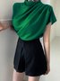 White Daily Plain Simple Short Sleeve Top