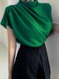 White Daily Plain Simple Short Sleeve Top