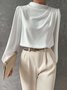 Stand Collar Elegant Plain Regular Fit Blouse