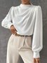 Stand Collar Elegant Plain Regular Fit Blouse