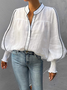 Loose Urban Color Block Long sleeve Stand Collar Blouse