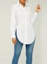 Urban Plain Regular Fit Shirt Collar Long Sleeve Blouse