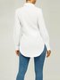 Urban Plain Regular Fit Shirt Collar Long Sleeve Blouse