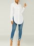 Urban Plain Regular Fit Shirt Collar Long Sleeve Blouse