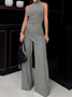 High Elasticity Plain Urban Tight Sleeveless Half Turtleneck Tank Mid-long Top