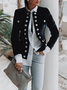 Plus Size Urban Crew Neck Regular Fit Plain Jacket