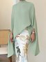 Elegant Long Sleeve  Simple Plain Loose Shirt
