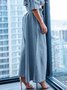 Plus Size Loose Denim Vacation Plain Pants