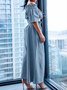 Plus Size Loose Denim Vacation Plain Pants