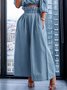Plus Size Loose Denim Vacation Plain Pants
