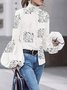 Stand Collar Vintage Letter Top