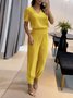 Short sleeve Regular Fit Casual Plain V Neck Shirt