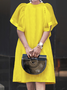 Loose Urban Crew Neck Short sleeve Plain Skirt Dress