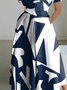 Casual Shirt Collar Abstract Printing Dress With No