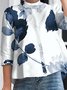 Floral Urban Printing Half Turtleneck Blouse