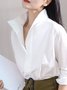 Plain Urban Shirt Collar Loose Blouse