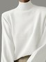 Half Turtleneck Yarn/Wool Yarn Plain Urban Sweater