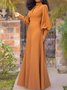 Half Turtleneck Regular Fit Urban Plain Dress With No Belt