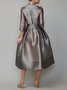 Plain Shirt Collar Elegant Dress With Inside And Belt