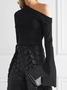 High Elasticity Elegant Asymmetrical Tight Long Sleeve Shirt
