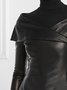 Urban Cross Neck Plain Long Sleeve Leather Top