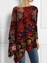 Boat Neck Urban Abstract Loose Shirt