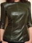Urban Crew Neck Regular Fit Plain PU Leather Top