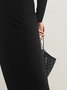 Urban Turtleneck Plain Long Sleeve Maxi Dress With No Belt