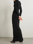 Urban Turtleneck Plain Long Sleeve Maxi Dress With No Belt